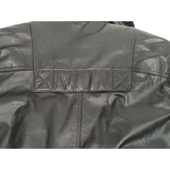 Vintage J Park Mens  Leather Jacket W Hood Bomber Biker Rock Steampunk XL - Picture 11 of 11